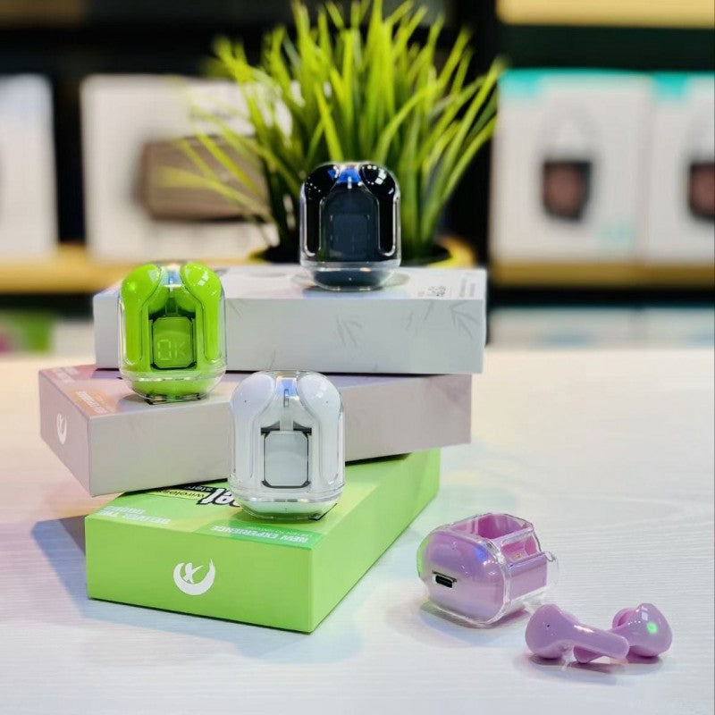 Air31 earbuds With SILICON POUCH wireless crystal Transparent and Bluetooth Air 31Type C