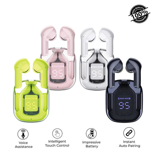 Air31 earbuds With SILICON POUCH wireless crystal Transparent and Bluetooth Air 31Type C