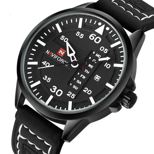 NAVIFORCE Waterproof Military Sport Quartz Men's Watches With Leather Strap grey